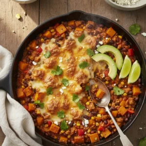 Butternut Squash Turkey Enchilada Skillet