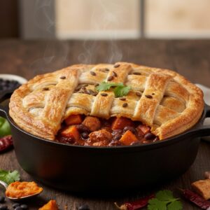 Black Bean Pumpkin Turkey Chili Pot Pie