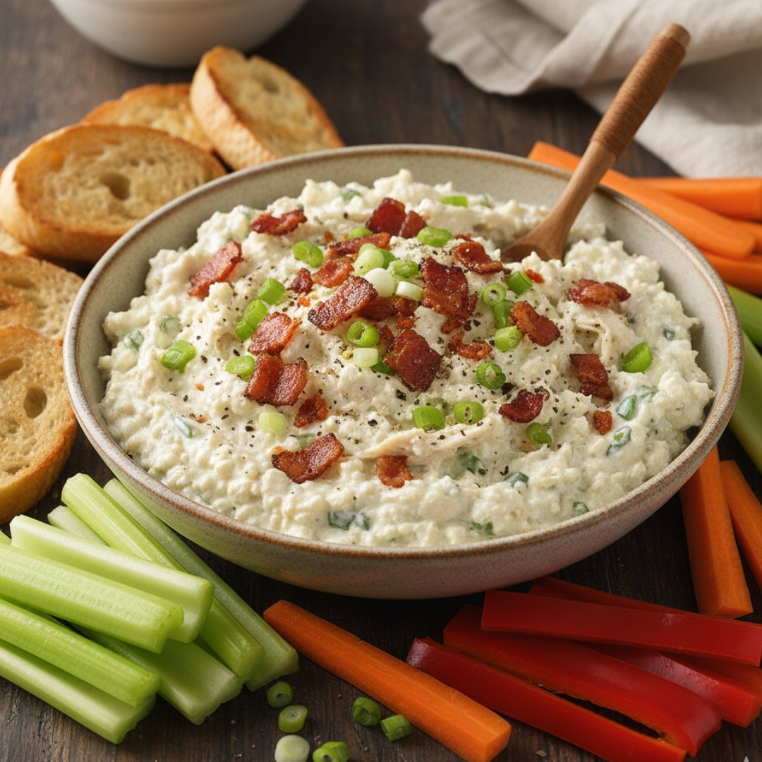 Chicken Bacon Ranch Cottage Cheese Dip